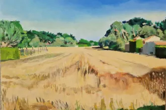 champ en juillet-Huile sur toile